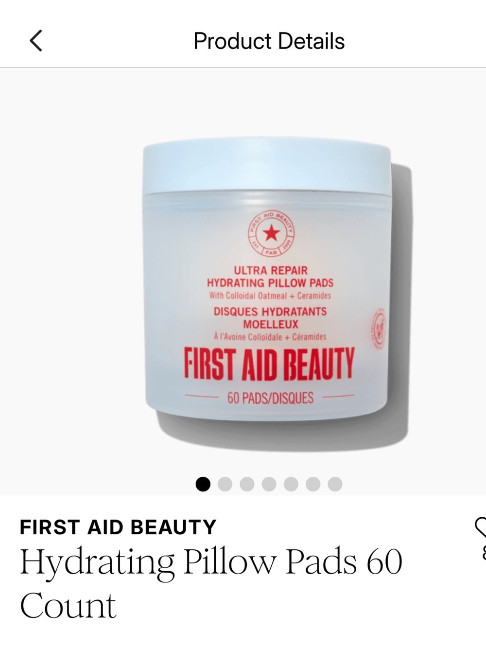 First Aid Beauty Hydrating Pillow Pads Jar with Red Logo